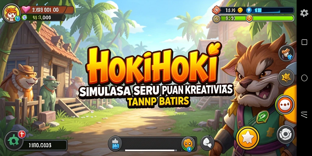 Screenshot gameplay HOKIHOKI dengan dunia simulasi yang menakjubkan.