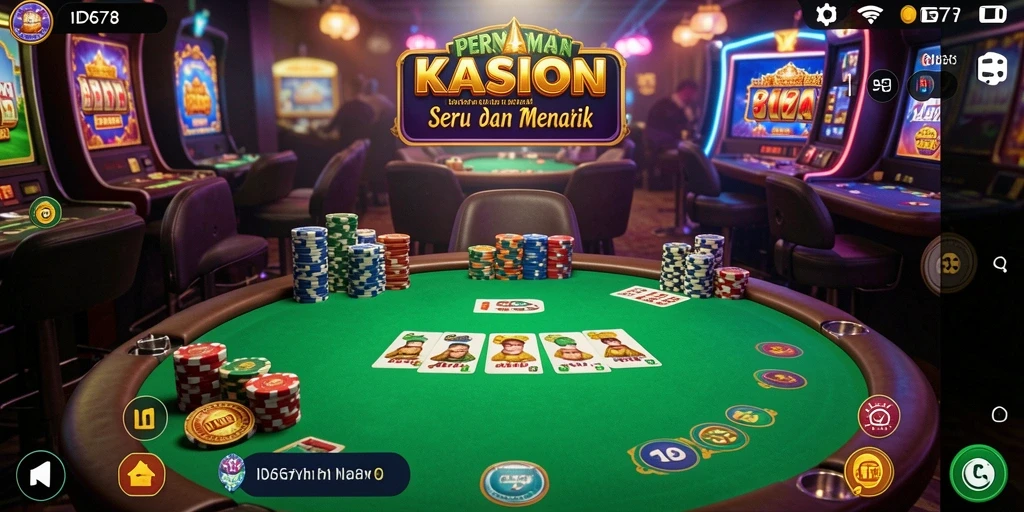 Tampilan gameplay memukau di ID678 dengan suasana Kasino yang energik.