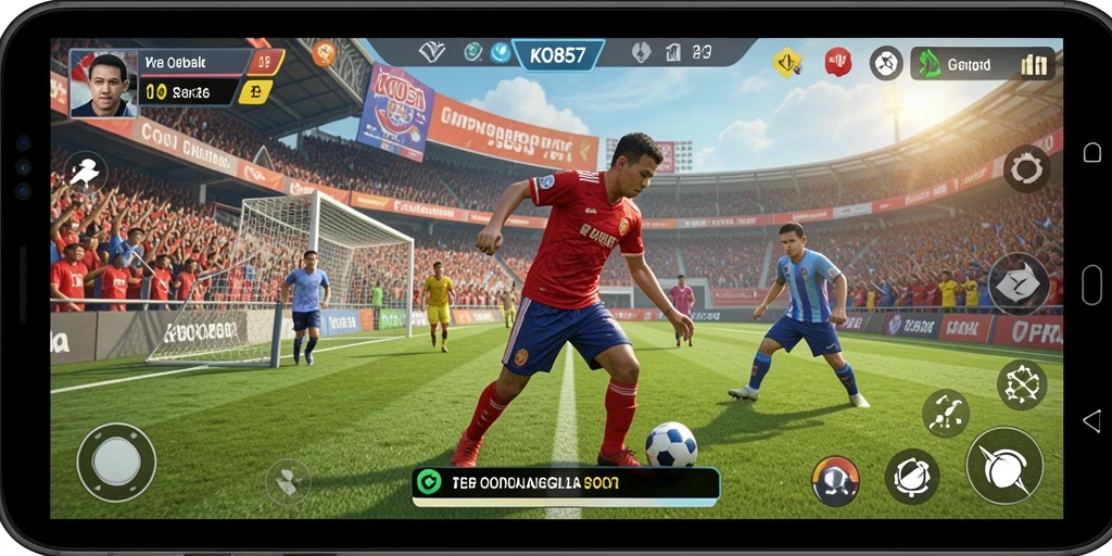 Screenshot KO857 menunjukkan aksi intens dalam permainan olahraga.
