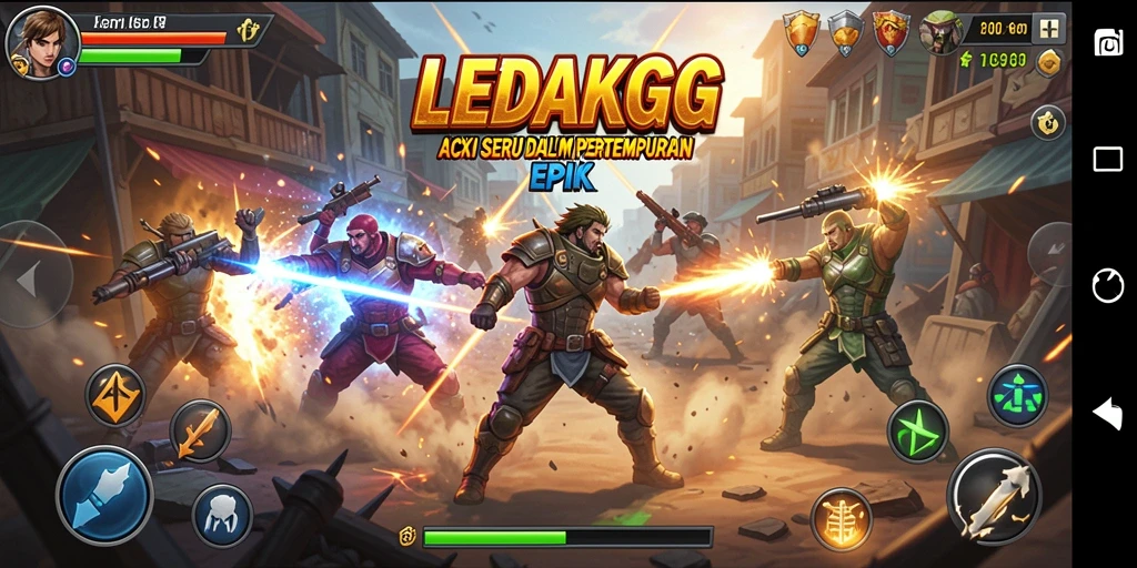 Tampilan gameplay seru di dalam <strong>LEDAKGG</strong> saat bertempur melawan musuh.