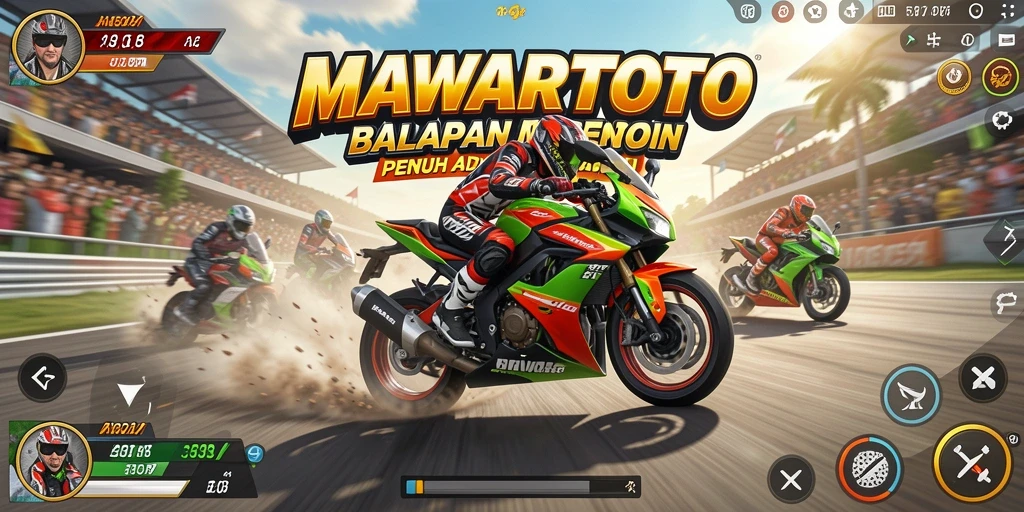 Tampilan gameplay seru dari balapan motor di MAWARTOTO.