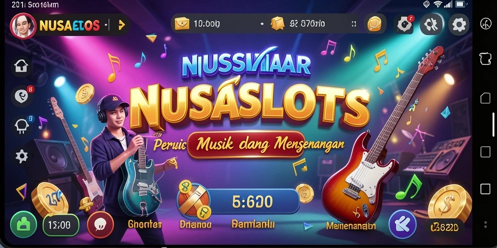 Screenshot NUSASLOTS menunjukkan gameplay interaktif dengan musik yang menyenangkan.