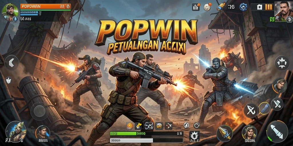 Tampilan aksi mendebarkan dari gameplay <strong>POPWIN</strong> yang penuh tantangan.